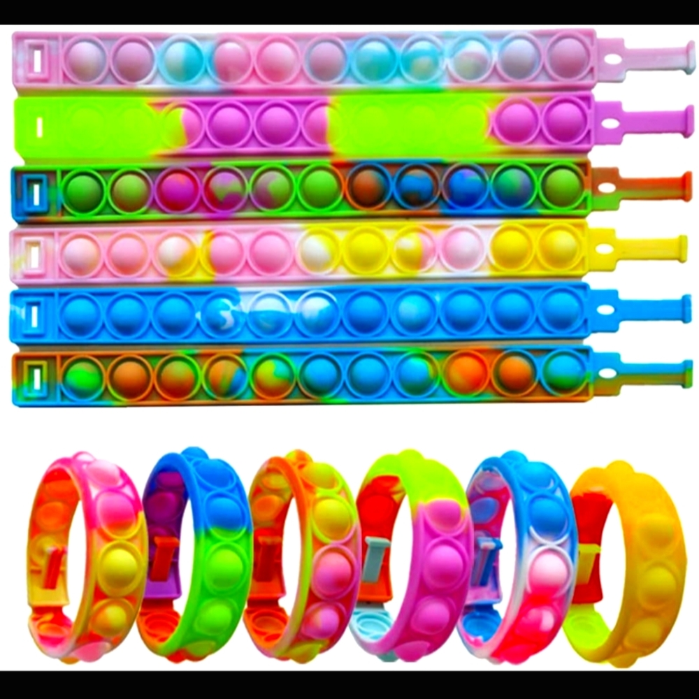 2 pk multicolor wearable popit fidget bracelet